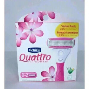 Schick‎ Quattro For Women Aloe & Vitamin E Razor 10 Blade Refills NIB